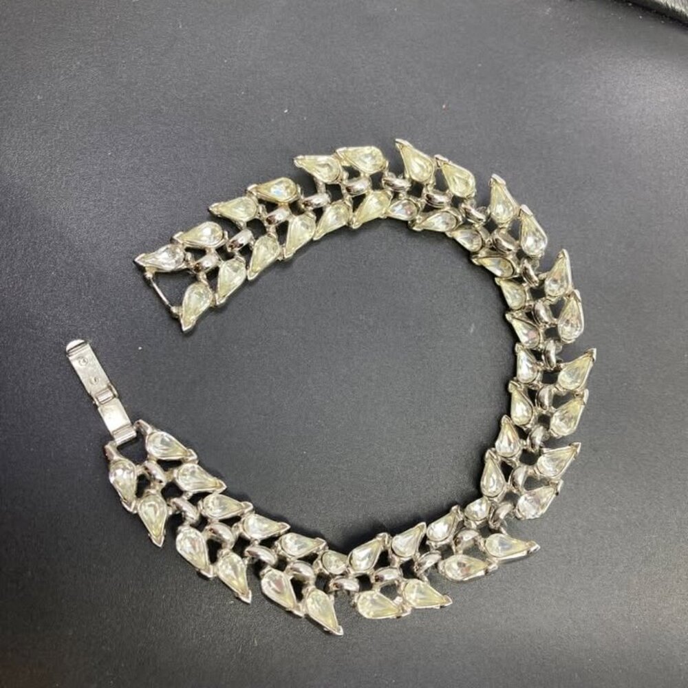 Vtg 1950 TRIFARI signed crystal rhinestone wedding bridal bracelet